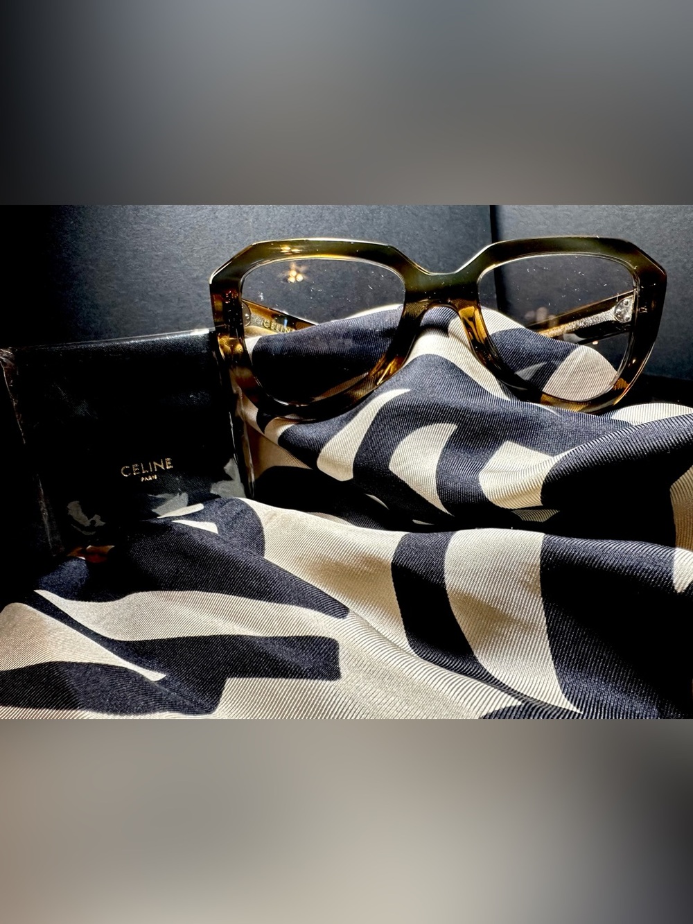 Celine Tortoiseshell Brown Square Glasses